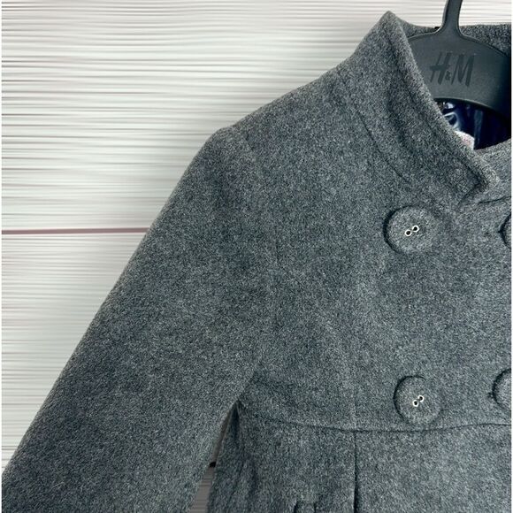 IL GUFO Girl’s Wool Blend Gray Pea Coat Wool Blend with Windproof Lining 2 years - Picture 6 of 15